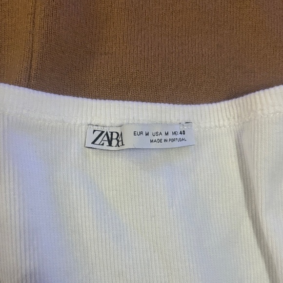 Zara White Ribbed Top - Picture 2 of 2